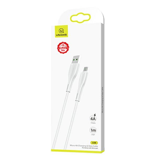  USAMS USB MicroUSB U38 A OPPO 4A Carga rápida 1m Blanco