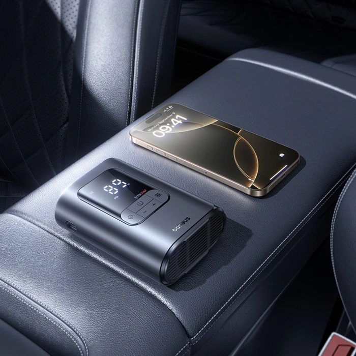 Kompresor bezprzewodowy Baseus GoTrip VA1 Super Mini z 3 końcówkami - czarny