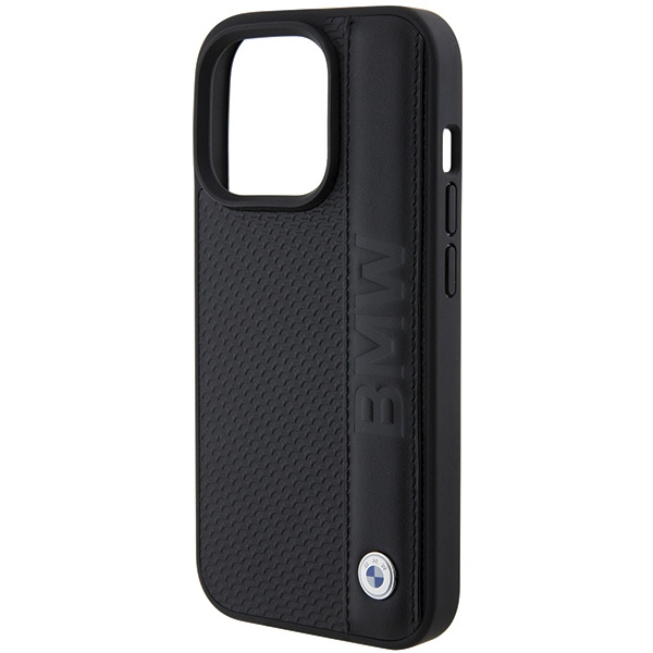 Funda Bmw Bmhcp15l22rdpk IPhone 15 Pro 6.1" Negro/Negro Durocase Cuero Texturado y Rayas Case