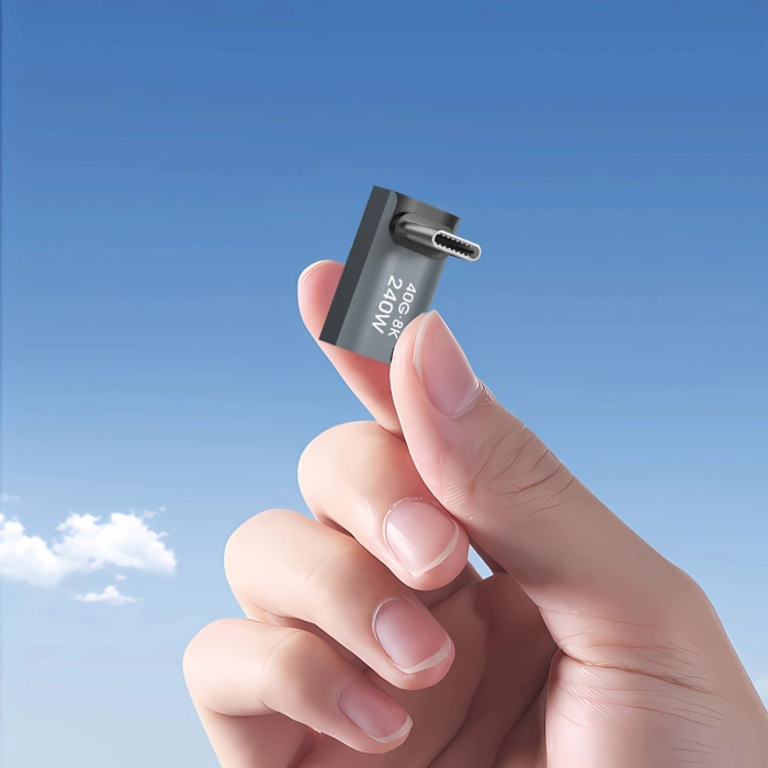 Przejściówka kątowa Wozinsky WPKF-01 USB-C - USB-C 40Gb/s 240W 8K OTG - szara