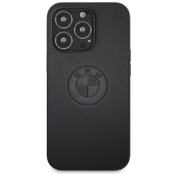 Case BMW BMHCP13LREELK iPhone 13 Pro / 13 6.1" black/black hardcase Leather Emboss