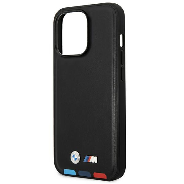 Hülle BMW BMHMP14X22PTDK iPhone 14 Pro Max 6,7" schwarz/schwarz Leder Stempel Tricolor MagSafe