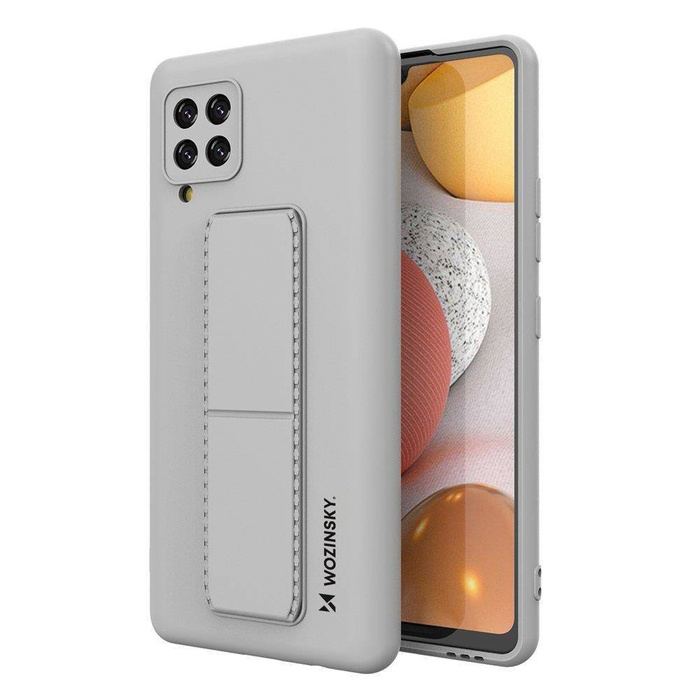 Wozinsky Kickstand Case Funda de silicona con soporte para Samsung Galaxy A42 5G Gris
