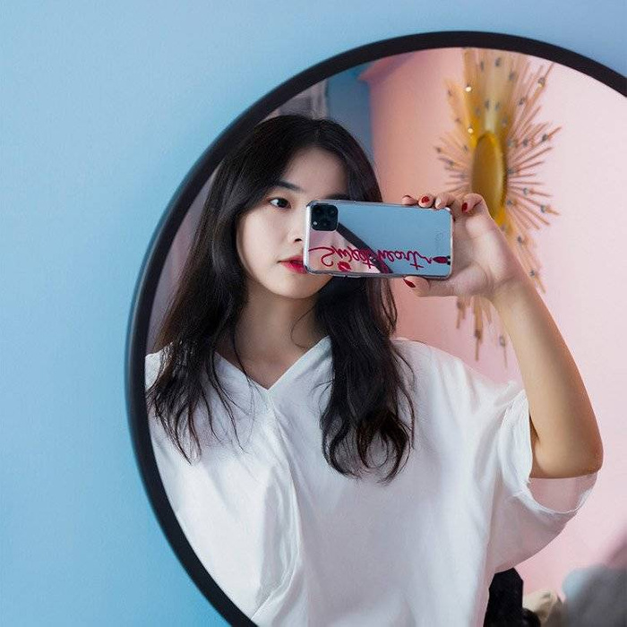 Kingxbar Angel tükör tok, valódi Swarovski kristályokkal díszítve iPhone 11 Pro Max tükör átlátszó