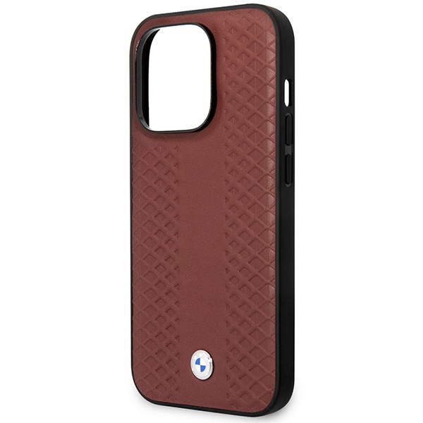Funda BMW BMHCP14X22RFGR iPhone 14 Pro Max 6.7" burdeos/burdeos Piel con diseño de diamantes