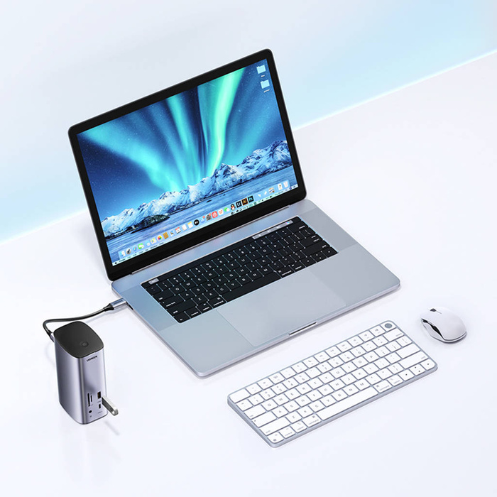Ugreen Multifunkční HUB 12v1 USB C USB HDMI DP RJ45 AUX SD TF šedý (CM555)