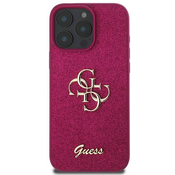 Etui Guess iPhone 16 Pro fioletowy/purple hardcase Glitter Script Big 4G