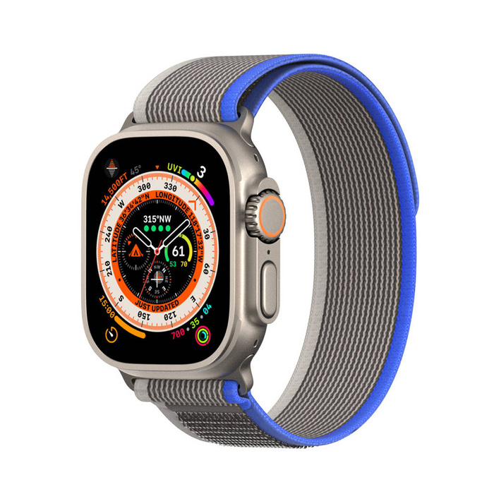 Bracelet Sport Velcro pour Apple Watch Ultra/8/7/6/SE/5/4/3/2/1 (42, 44, 45, 49mm) Bracelet Dux Ducis Version YJ - Bleu Gris