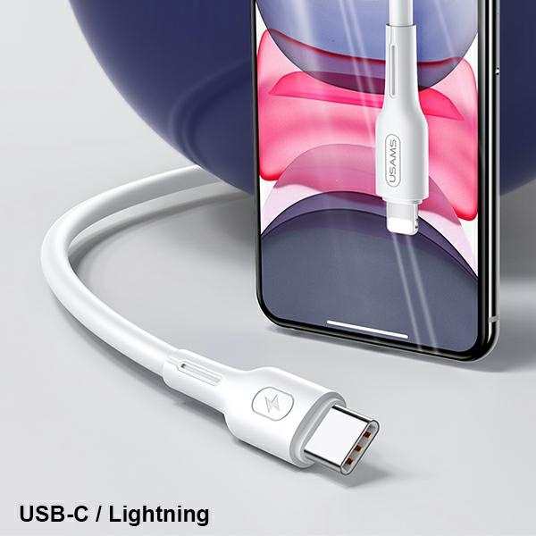Câble USAMS USB-C Apple Lightining U43 30W PD 1.2m Blanc