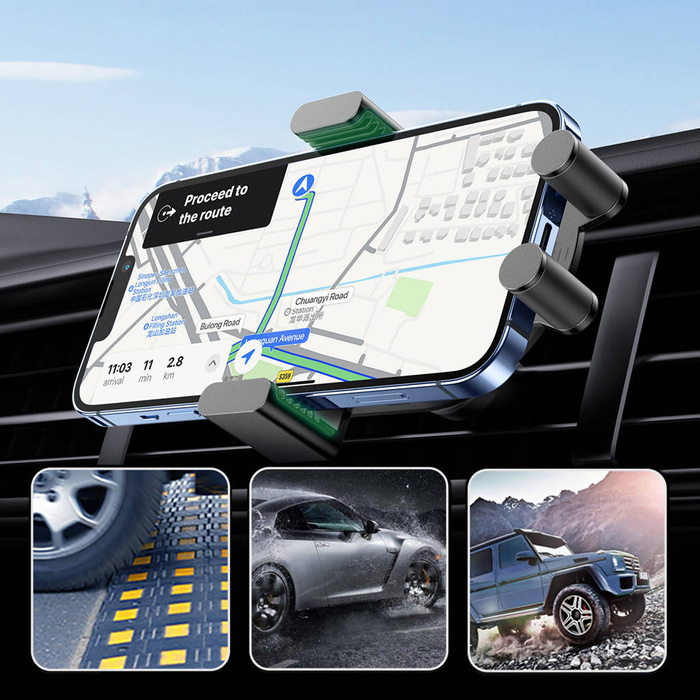 Ugreen Car Qi Wireless Charger 15W Supporto per telefono da auto su griglia di ventilazione Nero (40118 CD256)