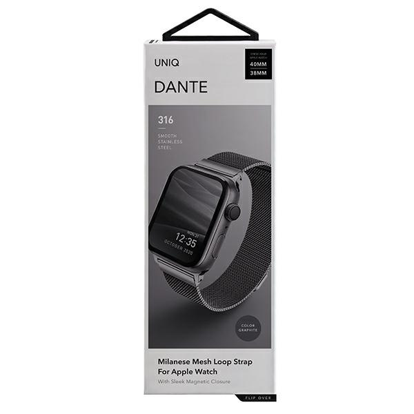 Uniq Dante Apple Watch Series 4/5/6/7 / SE 40 / 41mm strap. Stainless Steel graphite / graphite