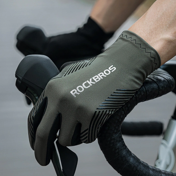 Rockbros Fahrradhandschuhe Frühling/Sommer/Herbst, Full, Größe: XXL - Schwarz