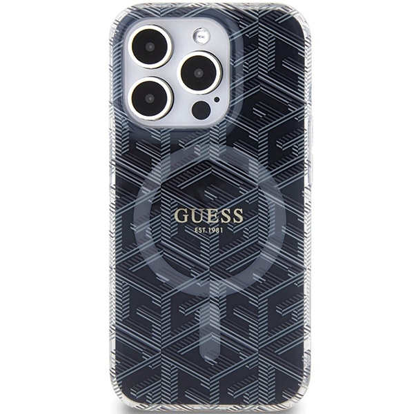Etui Guess GUHMP15LHGCUSTGK iPhone 15 Pro 6.1" czarny/black hardcase IML GCube MagSafe Case