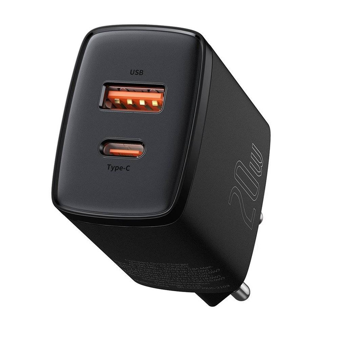 [RETURNED ITEM] Kompaktní rychlá nabíječka Baseus USB / USB typu C 20 W 3A napájení Quick Charge 3.0 černá (CCXJ-B01)