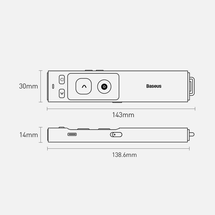 Baseus Orange Dot Wireless Presenter (Red Laser)(Charging version) gray (WKCD000013)