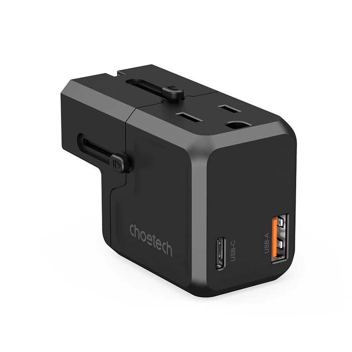 Choetech PD6038 USB-C USB-A PD 20W cestovní nabíječka USA EU UK AU - Černá