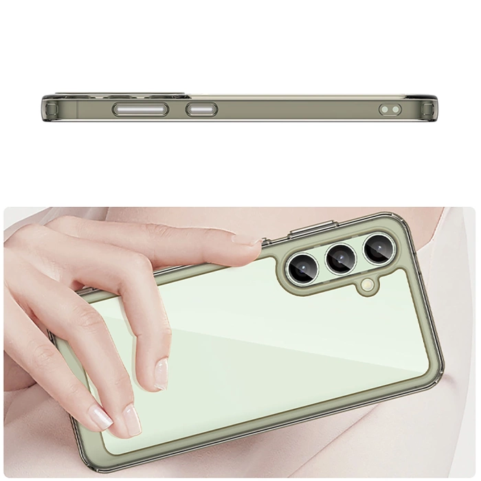 Outer Space Silikonhülle mit Gelrahmen für Samsung Galaxy S24 FE – Transparent und Schwarz