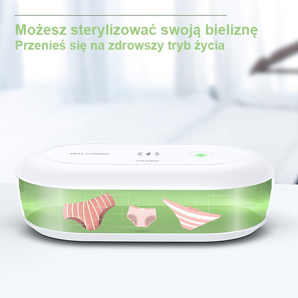 USAMS UV sterilizátor s indukčným nabíjaním 10W biely/biely ZB138XDJ01 (US-ZB138)