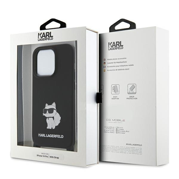 Cover Karl Lagerfeld KLHCP15LSCBSCNK iPhone 15 Pro 6.1" rigidocase nero/nero Crossbody Silicone Choupette Case