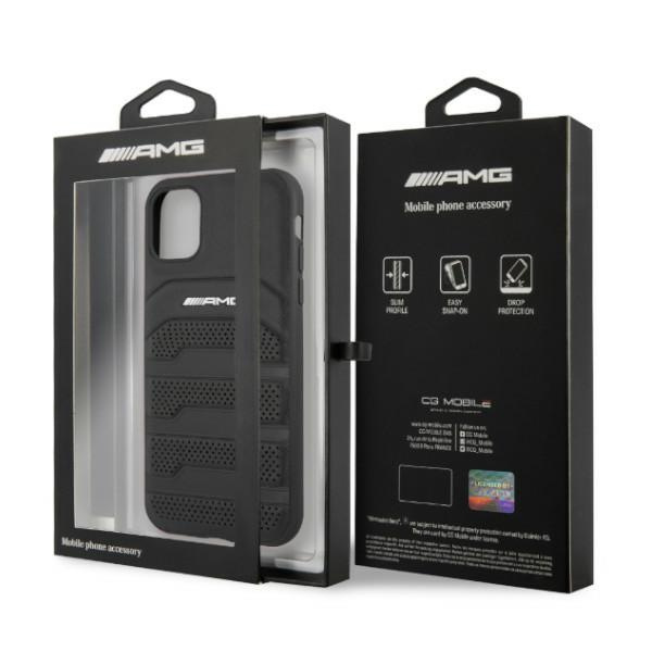 AMG AMHCN61GSEBK iPhone 11 6.1" black/black hardcase Leather Debossed Lines