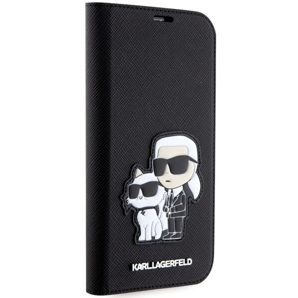 Case Karl Lagerfeld KLBKP14XSANKCPK iPhone 14 Pro Max 6.7" bookcase black/black Saffiano Karl &amp; Choupette Case