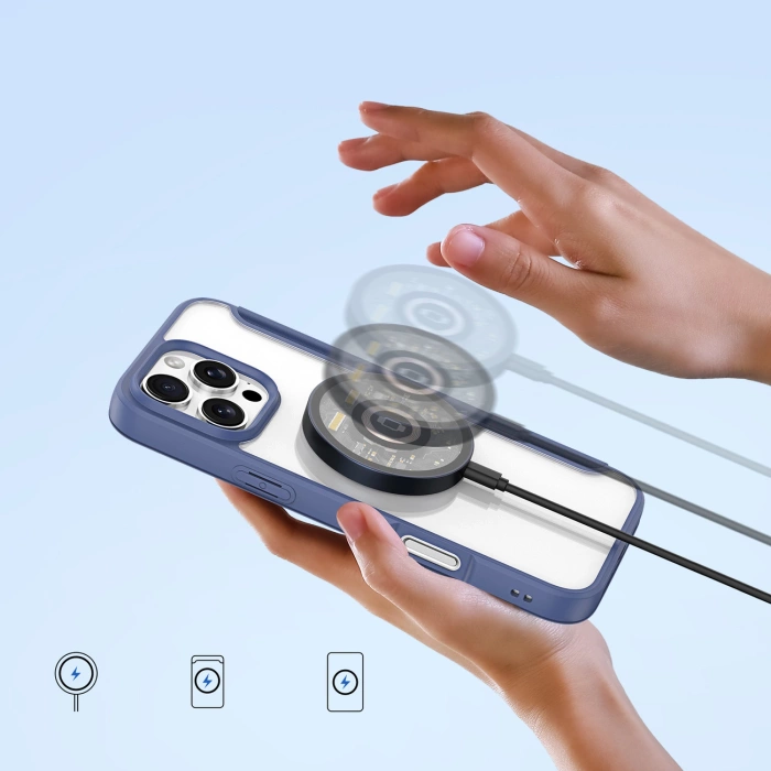 Dux Ducis Skin X Pro Hülle für iPhone 16 Pro Max mit MagSafe und Klappe – Blau