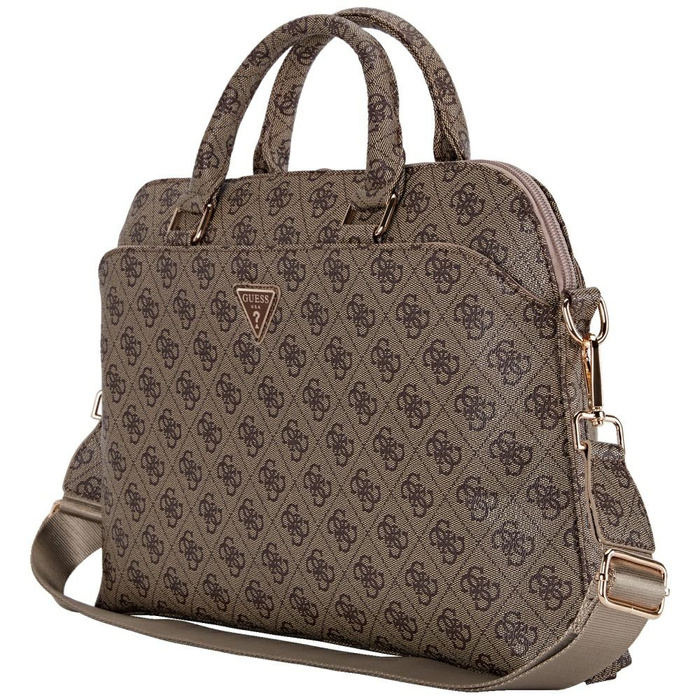 Torba Guess 4G Zipper Pocket Triangle    Logo 15" brązowy