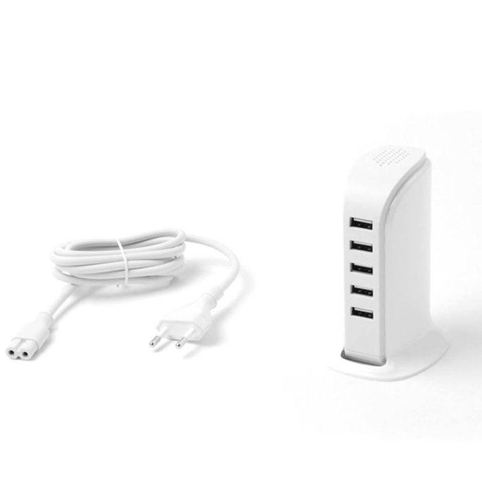 Chargeur réseau 5x USB avec réseau intégré câblesm EU blanc (A5EU)