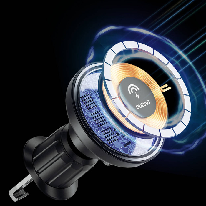 Supporto magnetico con caricatore induttivo MagSafe per griglia di ventilazione Dudao F12MAX da 15 W - nero