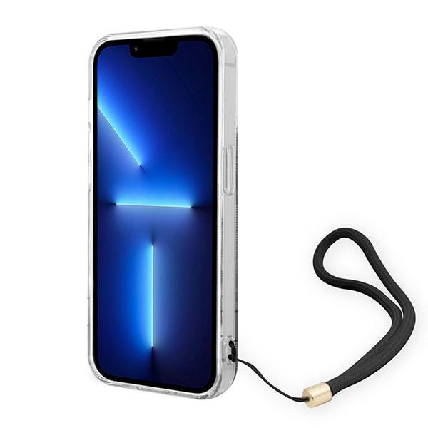 Hülle GUESS Apple iPhone 14 Pro Max 4G Print Strap Schwarz Hartcase