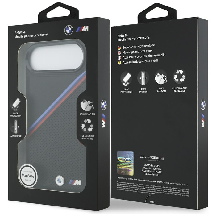 Etui BMW M Tricolor Metal Logo MagSafe   do iPhone 17 Air czarny