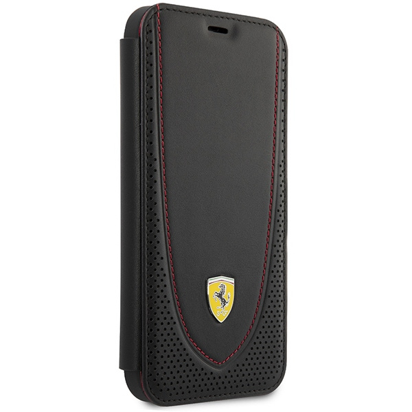 Ferrari FEFLBKP13LRGOK iPhone 13 Pro 6.1" schwarz/schwarz Buch Leder Curved Line
