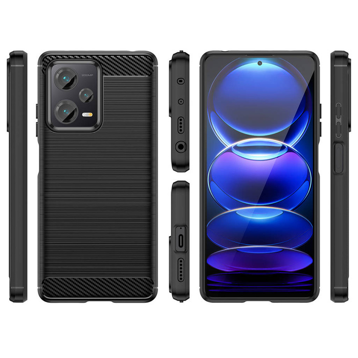 Carbon Case Hülle für Xiaomi Redmi Note 12 Pro+ flexible Silikon-Carbon-Hülle schwarz