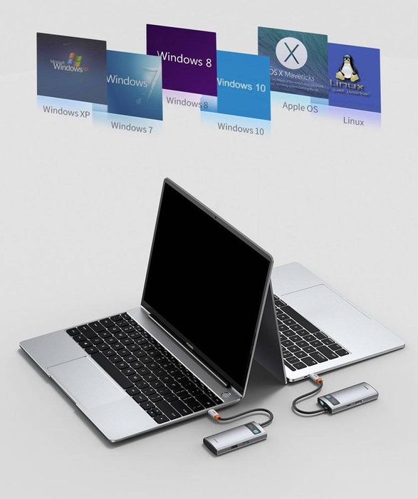 Baseus Metal Gleam 4en1 HUB multifonctionnel USB Type C - Alimentation USB Type C 100 W / HDMI 4K 30 Hz / 1x USB 3.2 Gen 1 / 1x USB 2.0 (CAHUB-CY0G)