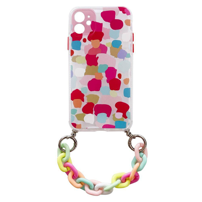 Color Chain Case gel elastic case with chain pendant chain for iPhone 12 Pro multicolor