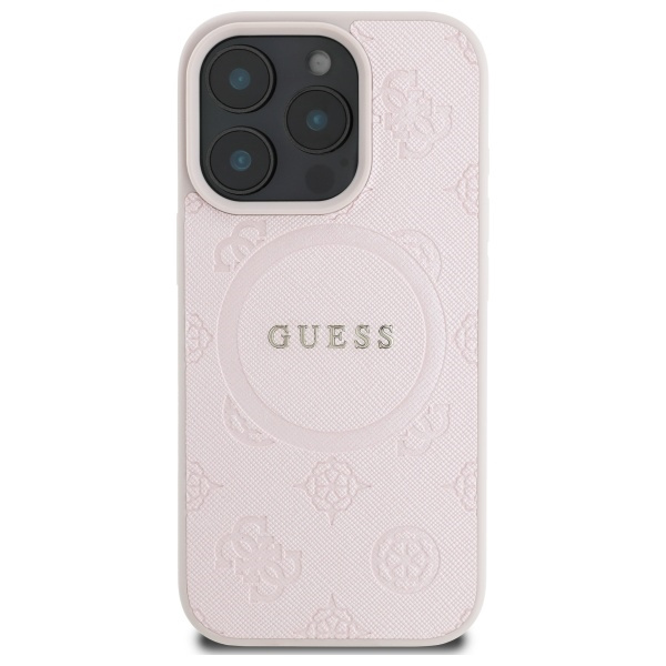 Etui Guess iPhone 16 Pro Max 6,9" różowy/pink HC MagSafe Safiano Peony Classic Logo