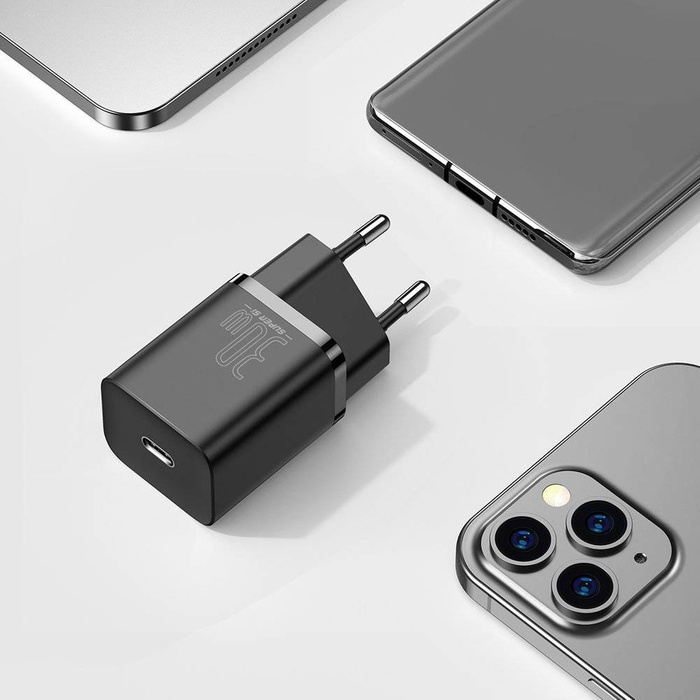 Rychlá nabíječka Baseus Super Si 1C USB Type C 30W Power Delivery Quick Charge černá (CCSUP-J01)