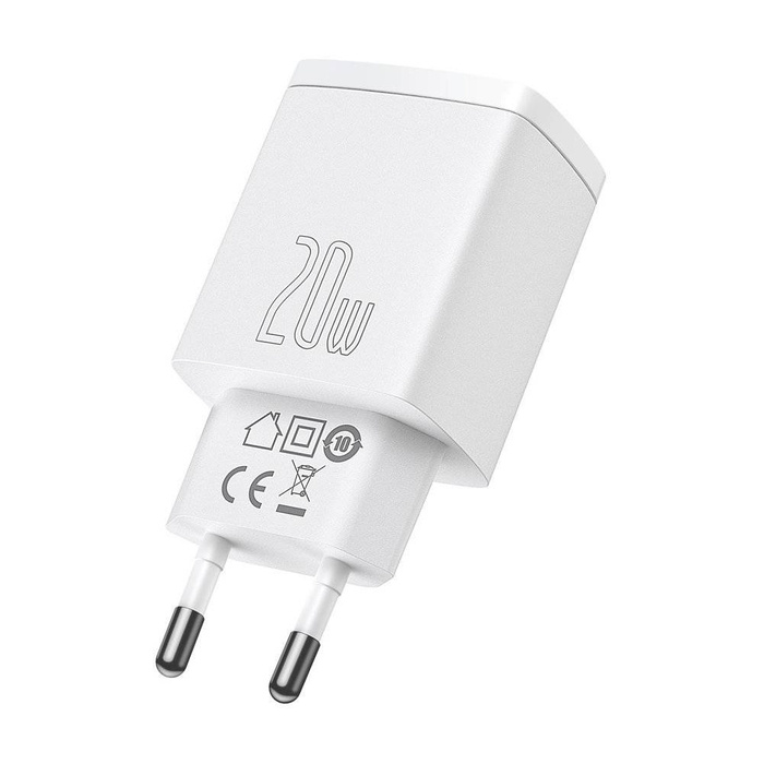 Baseus Compact Fast USB / USB Type C Charger 20W 3A Power Delivery Quick Charge 3.0 white (CCXJ-B02)