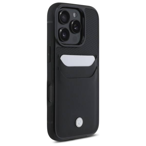 Coque BMW iPhone 16 Pro Max 6.9" black/black hardcase Sign Leather Cardslot
