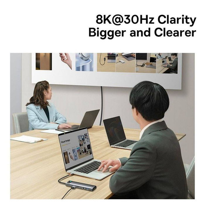 HUB multifonctionnel Baseus Metal Gleam USB Type C 12in1 HDMI / DP / USB Type C / minijack 3.5mm / RJ45 / SD (WKWG020213)