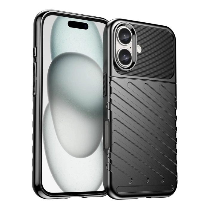 Thunder Case Silikonhülle für iPhone 16 Plus – Schwarz