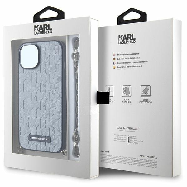 Hülle Karl Lagerfeld KLHCP14SSACKLHPG iPhone 14 6,1" Silber/Silber hartcase Saffiano Monogramm Kette Case