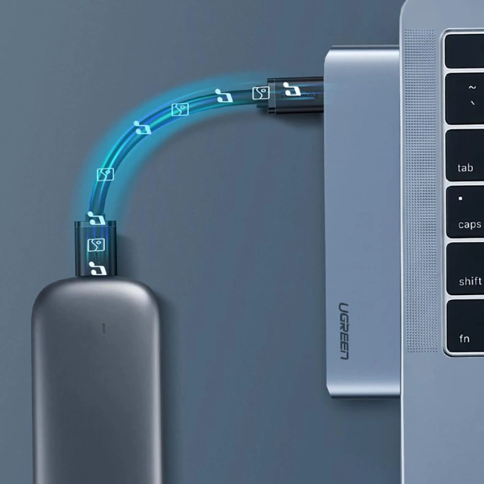 Ugreen Multifunktions HUB 2x USB Typ C auf 3x USB 3.0 / TF / SD / USB Typ C für MacBook Pro / Air grau (CM251 60560)