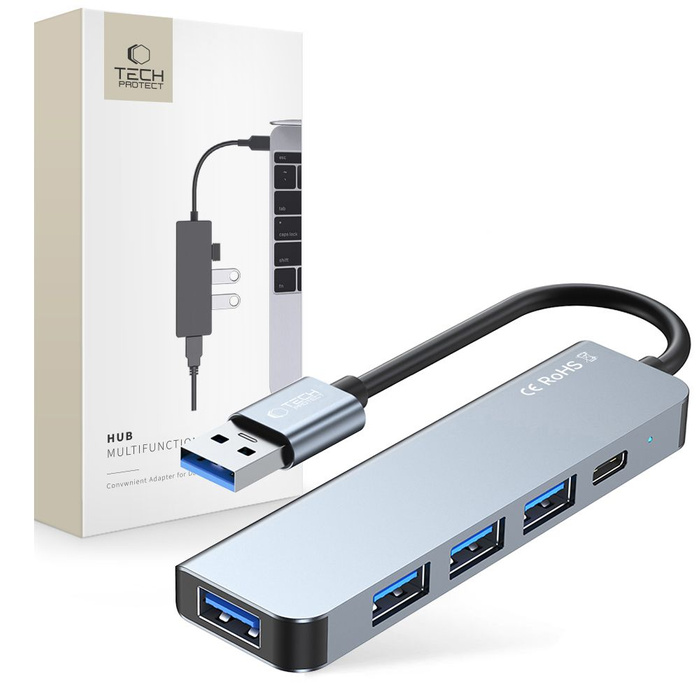 TECH-PROTECT V0-HUB ADAPTÉR 5V1 ŠEDÝ