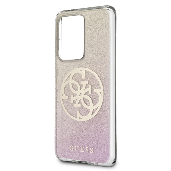 GUESS Samsung Galaxy S20 Ultra Glitter Gradient 4G Circle Pink Gold Hardcase