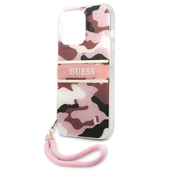 Hülle GUESS Apple iPhone 13 Pro Max Camo Strap Collection Pink Hardcase