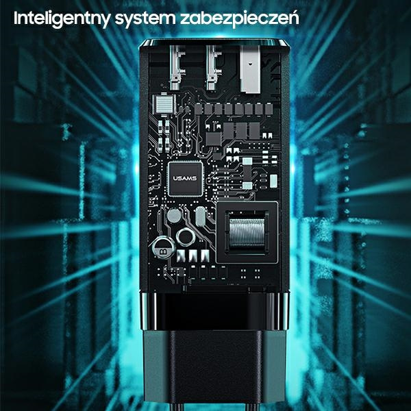 Nabíječka USAMS 2xUSB-C USB-A GaN 65W T33 PD Rychlé nabíjení CC110TC02 US-CC110 Bílá