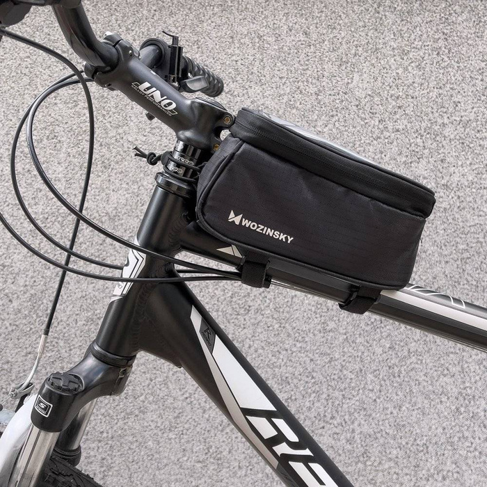 Borsa per telefono Wozinsky per telaio della bici sulla cover del telefono del telaio per 6,5 pollici 1,5L nero (WBB2BK)