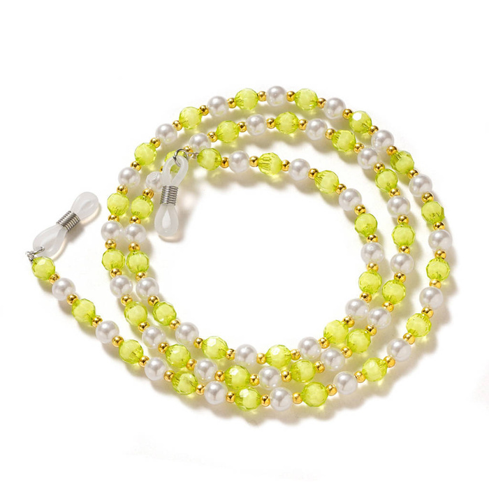 Chaîne pour lunettes de soleil perles pendentif vert