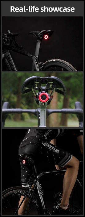 Rockbros Q5 rear bicycle light with intelligent stop system - black